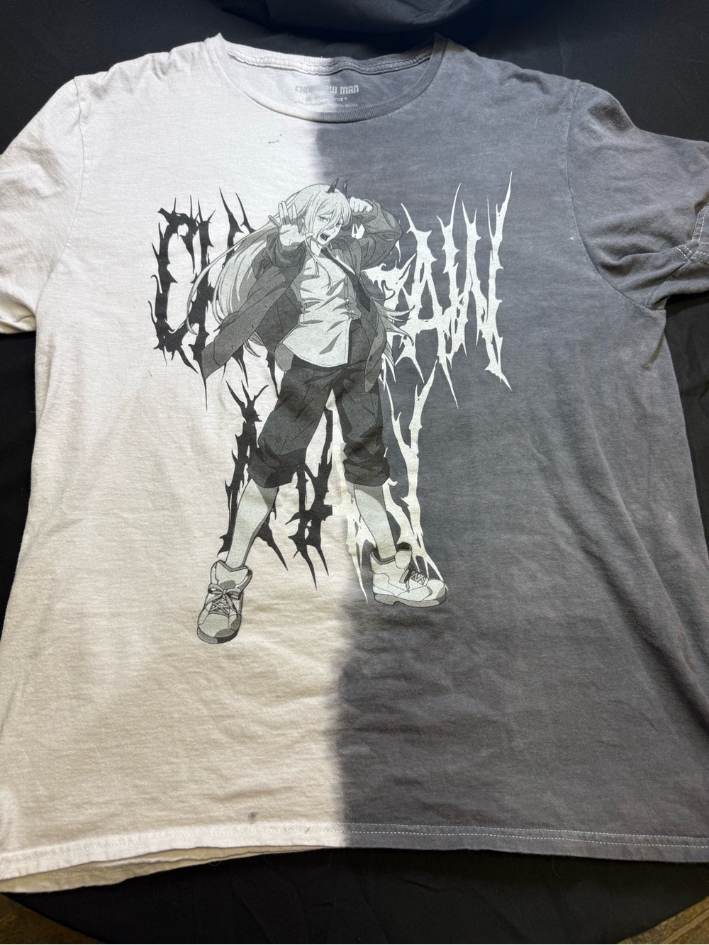 Crunchyroll Chainsaw Man Power Graphic Gray/White T-Shirt Anime (M)
